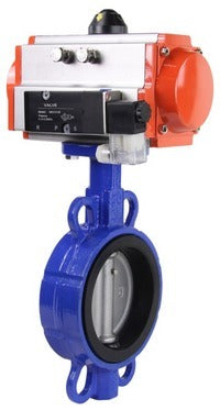 Wasserabsperrklappe Elephant st-316l-nbr-sa-4m310-24v, Gehäusematerial – Kohlenstoffstahl WCB, Scheibenmaterial – Edelstahl AISI 316L, Dichtung – NBR, pneumatischer Antrieb betätigt
