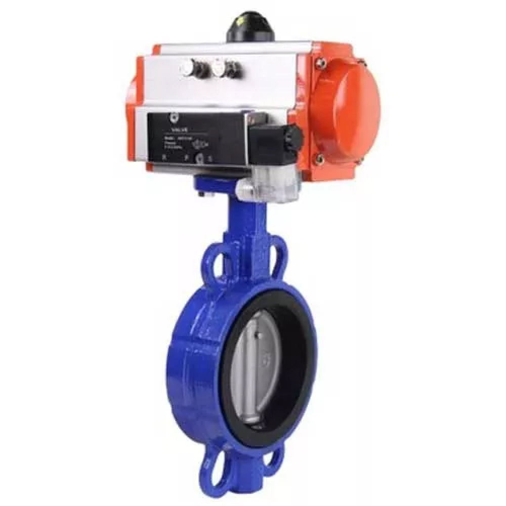 Wasser-Schmetterlingsventil Elephant WBV1632E-2W-Fb-H, Gehäusematerial - Gusseisen QT450, Scheibenmaterial - Edelstahl AISI 316L, Dichtung - EPDM, mit pneumatischem Doppelwirkungsantrieb PA-DA, 4M310-08 24V