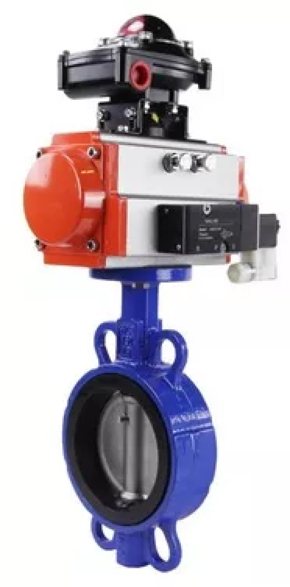 Wasser-Schmetterlingsventil Elephant WBV1413E-2W-Fb-H, Gehäusematerial - Gusseisen GGG50, Scheibenmaterial - Gusseisen GGG40, Dichtung - EPDM, mit pneumatischem Doppelwirkungsantrieb PA-DA, 4V320-10 220V, LSU APL-210N