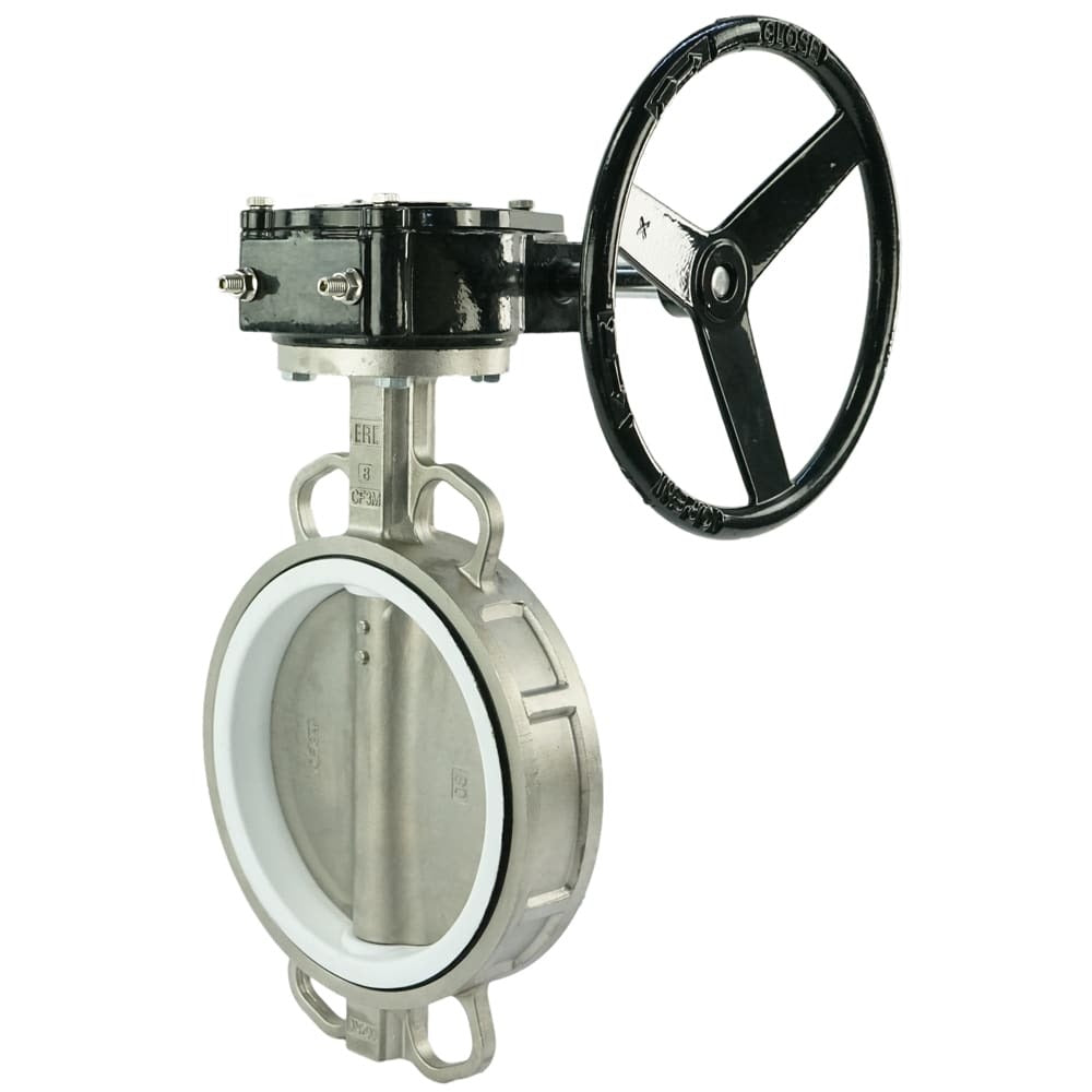 Wasser-Schmetterlingsventil Elephant 316L-PTFE-RDN, Gehäusematerial - Edelstahl AISI 316L, Scheibenmaterial - Edelstahl AISI 316L, Dichtung - PTFE, getriebegetrieben