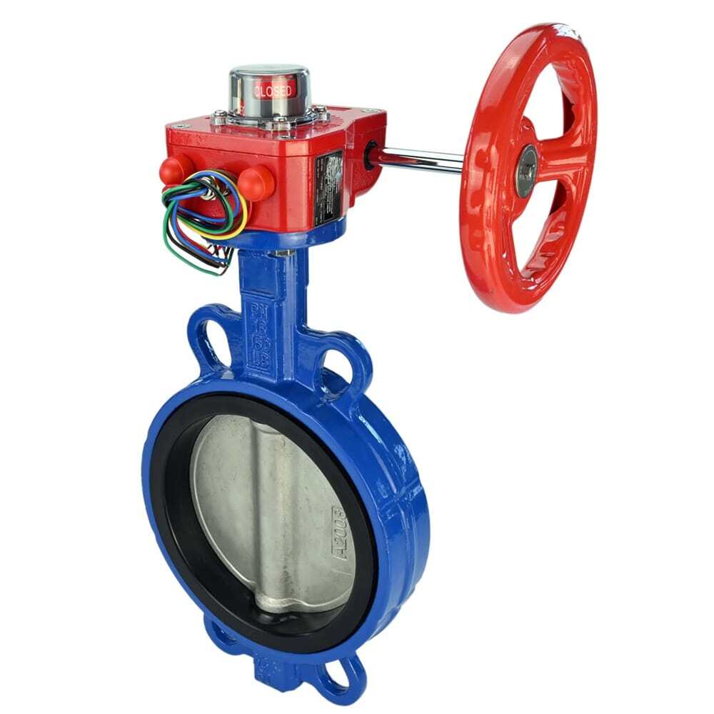 Wasser-Drosselklappe Elephant WCB-316L-EPDM Gehäusematerial - Kohlenstoffstahl WCB, Scheibenmaterial - Edelstahl AISI 316L, Dichtung - EPDM mit Getriebe Elephant HGBF, Stellungsanzeige und Rückmeldesensor