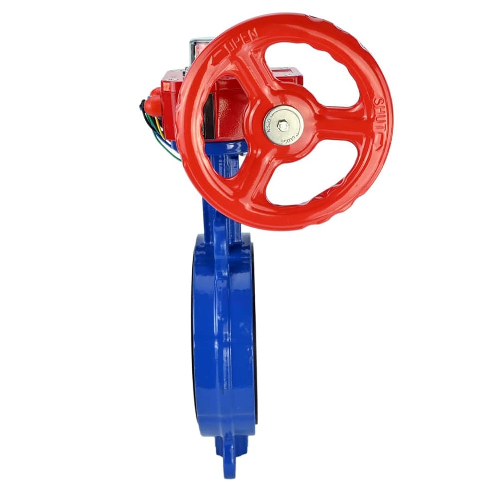 Wasser-Drosselklappe Elephant WCB-316L-NBR Gehäusematerial - Kohlenstoffstahl WCB, Scheibenmaterial - Edelstahl AISI 316L, Dichtung - NBR mit Getriebe Elephant HGBF, Stellungsanzeige und Rückmeldesensor