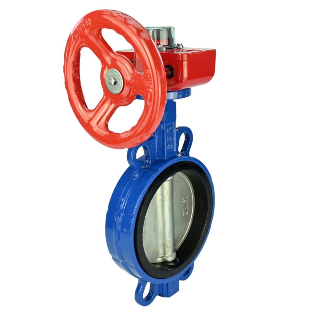 Wasser-Drosselklappe Elephant WCB-316L-EPDM Gehäusematerial - Kohlenstoffstahl WCB, Scheibenmaterial - Edelstahl AISI 316L, Dichtung - EPDM mit Getriebe Elephant HGBF, Stellungsanzeige und Rückmeldesensor
