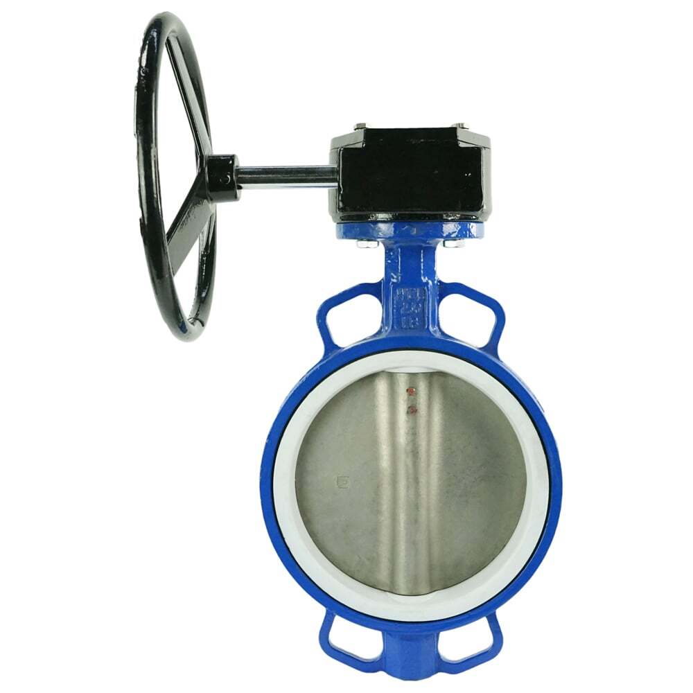 Wasser-Schmetterlingsventil Elephant WCB-316L-PTFE-RDN, Gehäusematerial - Kohlenstoffstahl WCB, Scheibenmaterial - Edelstahl AISI 316L, Dichtung - PTFE, getriebegetrieben