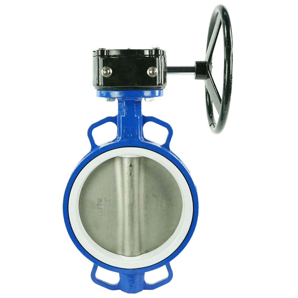 Wasser-Schmetterlingsventil Elephant WCB-316L-PTFE-RDN, Gehäusematerial - Kohlenstoffstahl WCB, Scheibenmaterial - Edelstahl AISI 316L, Dichtung - PTFE, getriebegetrieben