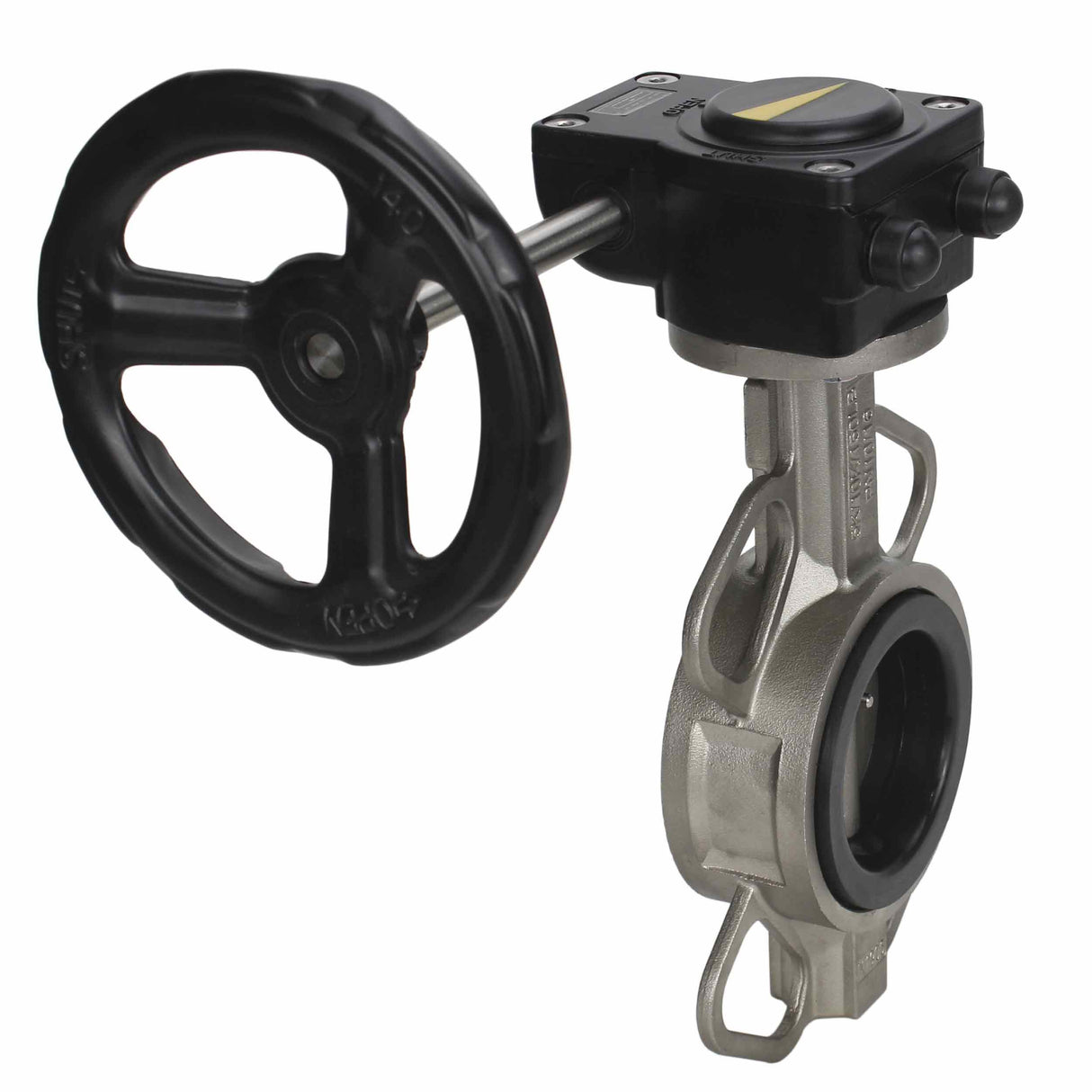 Wasser-Schmetterlingsventil Elephant 316L-316L-VITON Gehäusematerial - Edelstahl AISI 316L, Scheibenmaterial - Edelstahl AISI 316L, Dichtung - Viton mit Getriebe Elephant HAM