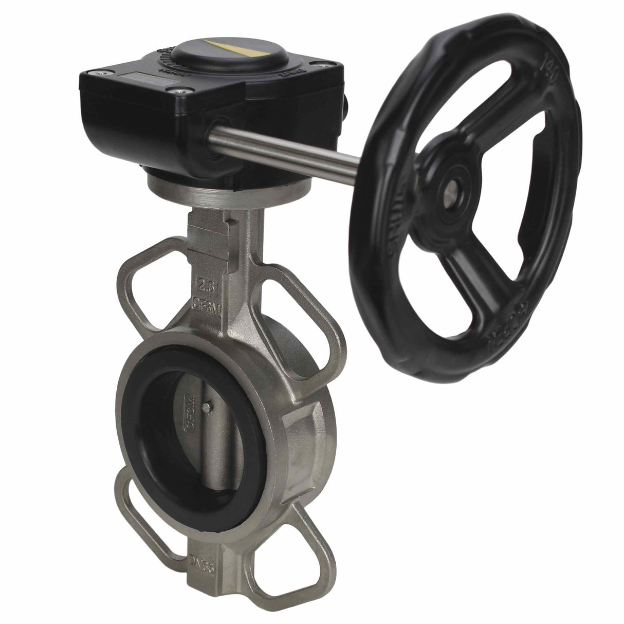 Wasser-Schmetterlingsventil Elephant 316L-316L-VITON Gehäusematerial - Edelstahl AISI 316L, Scheibenmaterial - Edelstahl AISI 316L, Dichtung - Viton mit Getriebe Elephant HAM