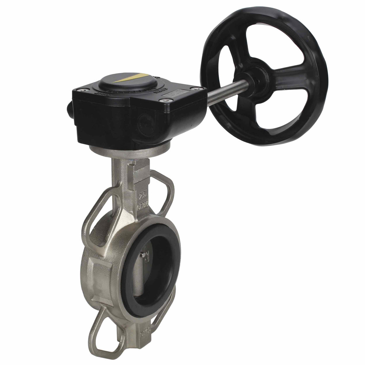 Wasser-Schmetterlingsventil Elephant 316L-316L-VITON Gehäusematerial - Edelstahl AISI 316L, Scheibenmaterial - Edelstahl AISI 316L, Dichtung - Viton mit Getriebe Elephant HAM