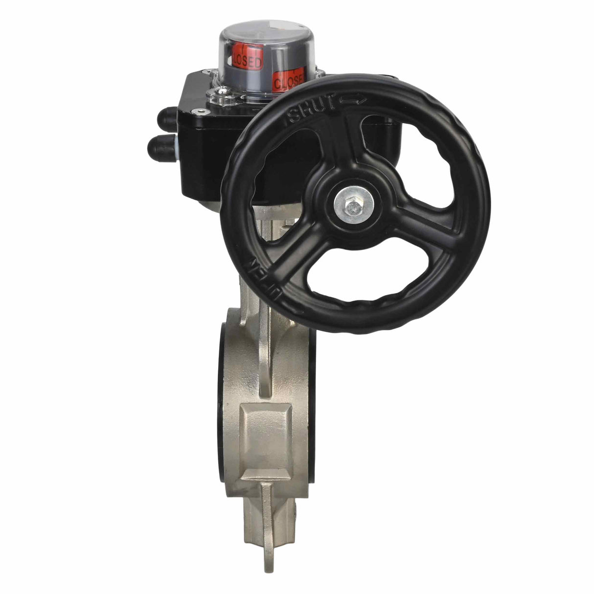 Wasser-Schmetterlingsventil Elephant 316L-316L-VITON Gehäusematerial - Edelstahl AISI 316L, Scheibenmaterial - Edelstahl AISI 316L, Dichtung - Viton mit Getriebe Elephant HGB, mit Positionsanzeige