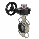 Wasser-Schmetterlingsventil Elephant 316L-316L-VITON Gehäusematerial - Edelstahl AISI 316L, Scheibenmaterial - Edelstahl AISI 316L, Dichtung - Viton mit Getriebe Elephant HGB, mit Positionsanzeige