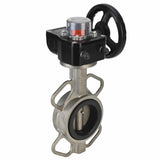 Wasser-Schmetterlingsventil Elephant 316L-316L-VITON Gehäusematerial - Edelstahl AISI 316L, Scheibenmaterial - Edelstahl AISI 316L, Dichtung - Viton mit Getriebe Elephant HGB, mit Positionsanzeige