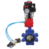 Wasser-Schmetterlingsventil Elephant WBV1616N-2W-Fb-H, Gehäusematerial - Gusseisen QT450, Scheibenmaterial - Gusseisen QT450, Dichtung - NBR, pneumatischer Antrieb PA-DA Doppelwirkung, 4V320-08 220V, LSU APL-510N EX, ATU AFC2000