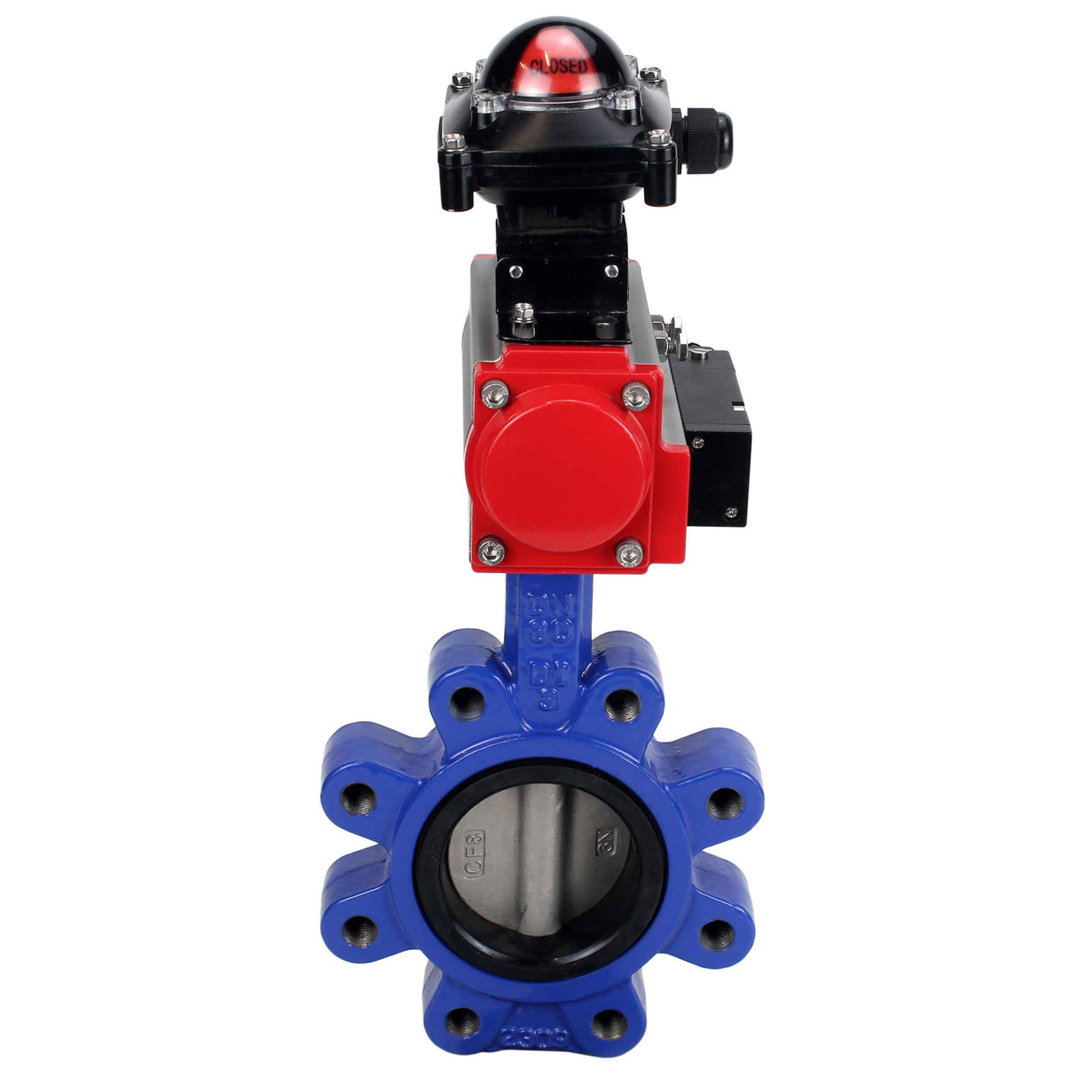 Wasser-Schmetterlingsventil Elephant WBV1631N-2W-Fb-H, Gehäusematerial - Gusseisen QT450, Scheibenmaterial - Edelstahl AISI 304, Dichtung - NBR, pneumatischer Antrieb PA-DA Doppelwirkung, 4M310-08 220V, LSU APL-210N