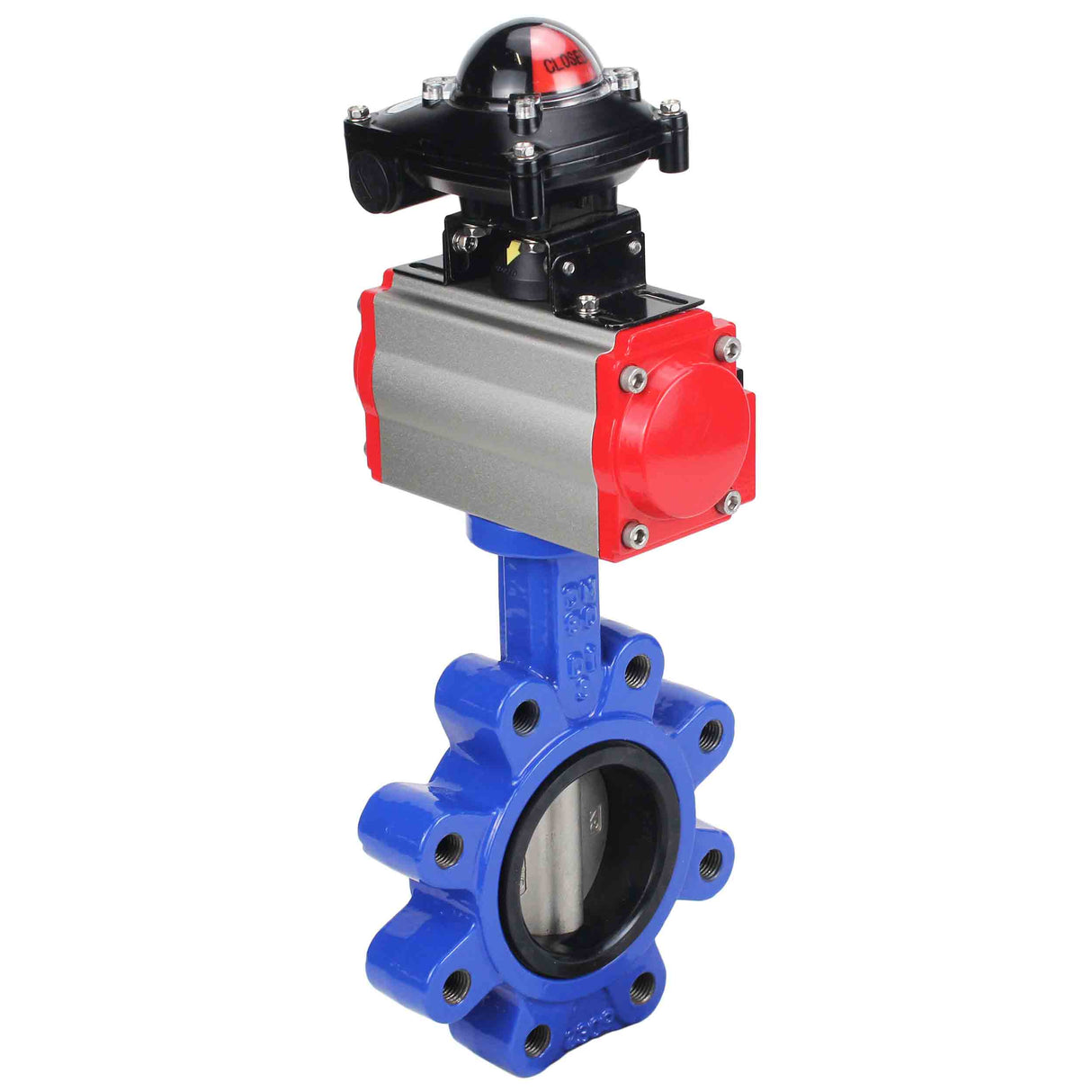 Wasser-Schmetterlingsventil Elephant WBV1631E-2W-Fb-H, Gehäusematerial - Gusseisen QT450, Scheibenmaterial - Edelstahl AISI 304, Dichtung - EPDM, pneumatischer Antrieb PA-SA mit Rückstellfedern, 4M310-08 24V, LSU APL-210N