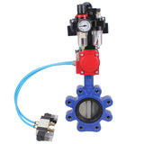 Wasser-Schmetterlingsventil Elephant WBV1631N-2W-Fb-H, Gehäusematerial - Gusseisen QT450, Scheibenmaterial - Edelstahl AISI 304, Dichtung - NBR, pneumatischer Antrieb PA-DA Doppelwirkung, 4V320-10 220V, LSU APL-410N EX, ATU AFC2000