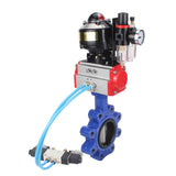 Wasser-Schmetterlingsventil Elephant WBV1631N-2W-Fb-H, Gehäusematerial - Gusseisen QT450, Scheibenmaterial - Edelstahl AISI 304, Dichtung - NBR, pneumatischer Antrieb PA-DA Doppelwirkung, 4V320-10 220V, LSU APL-510N EX, ATU AFC2000