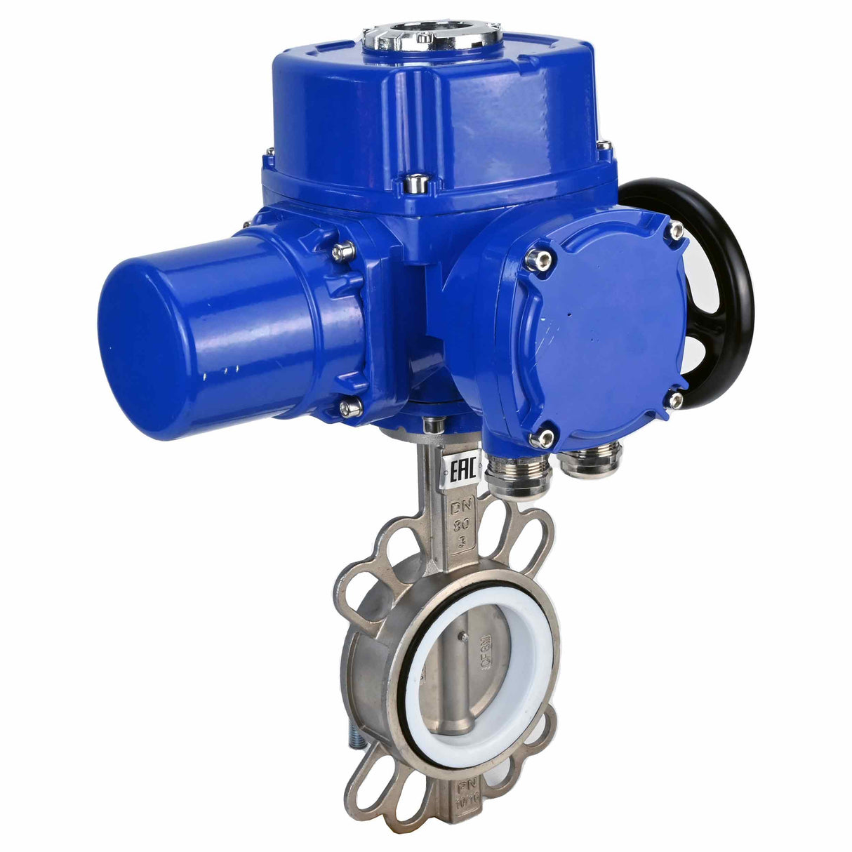 Absperrschmetterlingsventil Water Elephant 316L-316L-PTFE Gehäusematerial - Edelstahl AISI 316L, Scheibenmaterial - Edelstahl AISI 316L, Dichtung - PTFE mit 1/4-Umdrehungs-Elektroantrieb Elephant QT-W (M) 220V